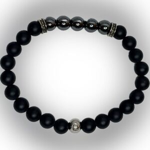 Men’s Black Onyx and Hematite Beaded Bracelet